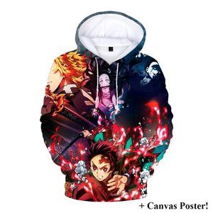 Demon Slayer Hoodie Anime Unisex Medium With Canvas Print Poster!